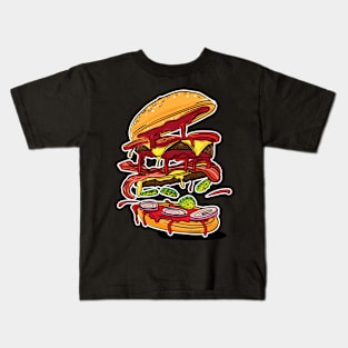 BBQ Barbeque Hickory Bacon Double Cheese Burger Kids T-Shirt